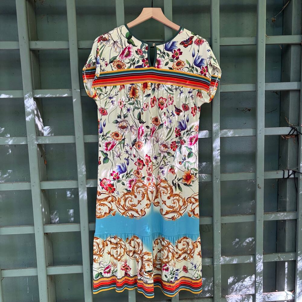 Johnny Was Felix Trapeze Midi Dress XS Boho Eclectic Maximalist - Picture 4 of 7
